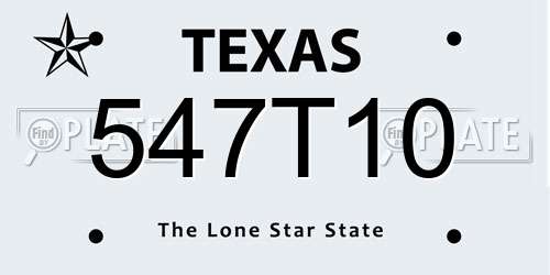 547T10 Texas License Plate
