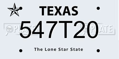 547T20 Texas License Plate