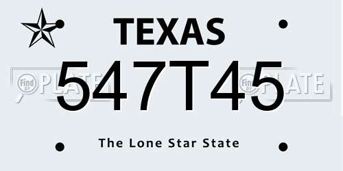 547T45 Texas License Plate