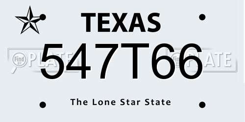 547T66 Texas License Plate