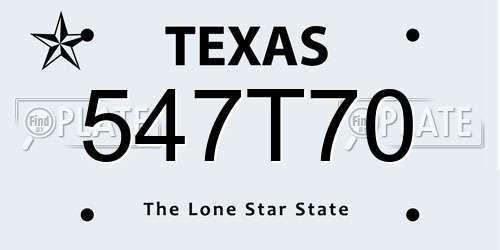 547T70 Texas License Plate