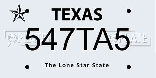 547TA5 Texas License Plate