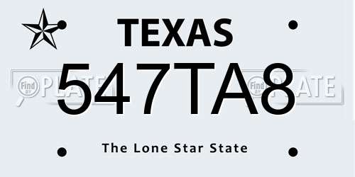 547TA8 Texas License Plate