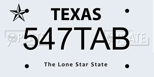 547TAB Texas License Plate
