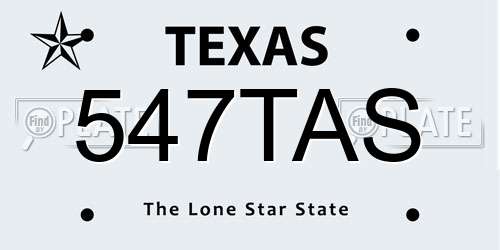 547TAS Texas License Plate