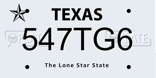 547TG6 Texas License Plate