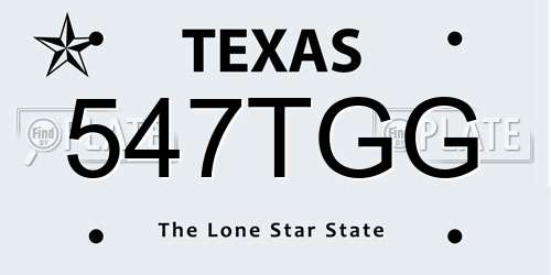 547TGG Texas License Plate