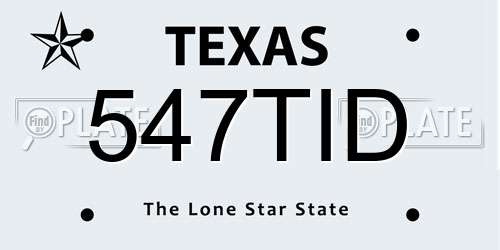 547TID Texas License Plate