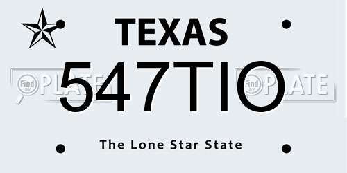547TIO Texas License Plate