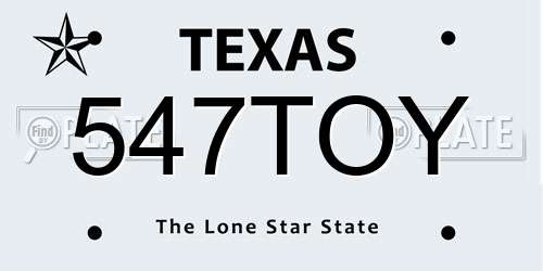 547TOY Texas License Plate