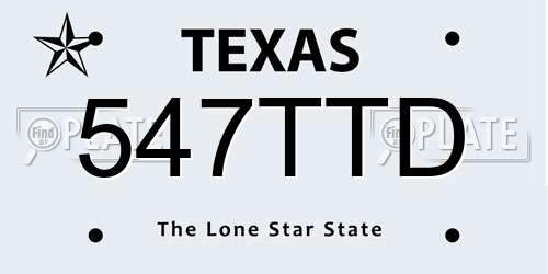 547TTD Texas License Plate