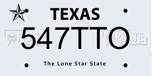 547TTO Texas License Plate