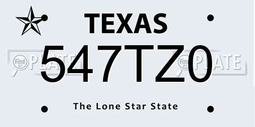 547TZ0 Texas License Plate