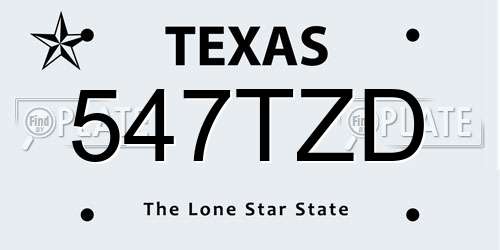 547TZD Texas License Plate