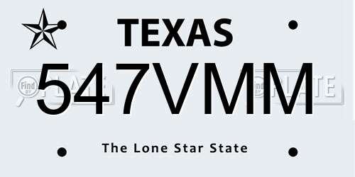 547VMM Texas License Plate