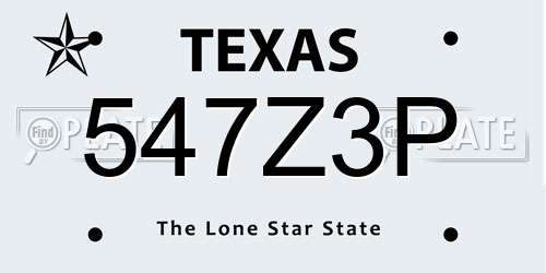 547Z3P Texas License Plate