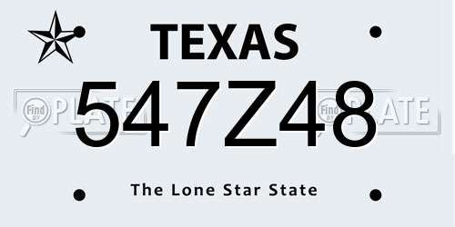 547Z48 Texas License Plate