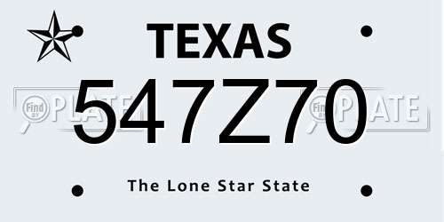 547Z70 Texas License Plate