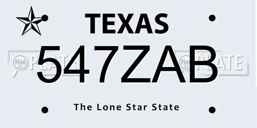 547ZAB Texas License Plate