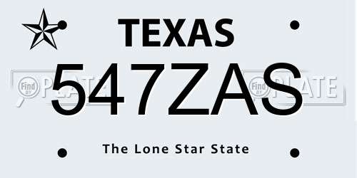 547ZAS Texas License Plate