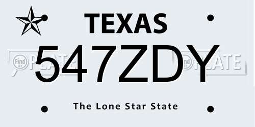547ZDY Texas License Plate