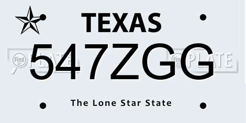 547ZGG Texas License Plate