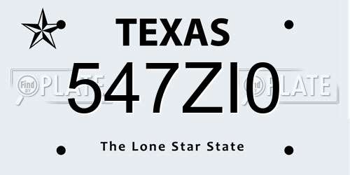 547ZI0 Texas License Plate