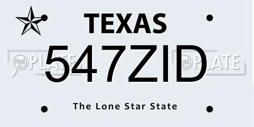 547ZID Texas License Plate