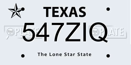 547ZIQ Texas License Plate