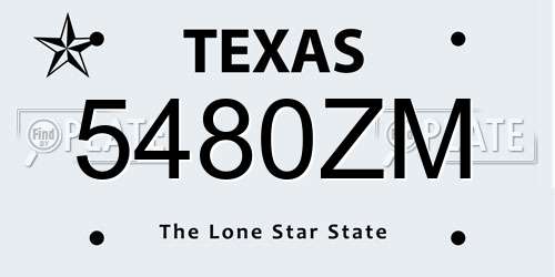 5480ZM Texas License Plate
