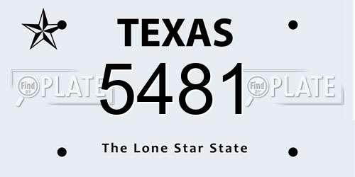 5481 Texas License Plate