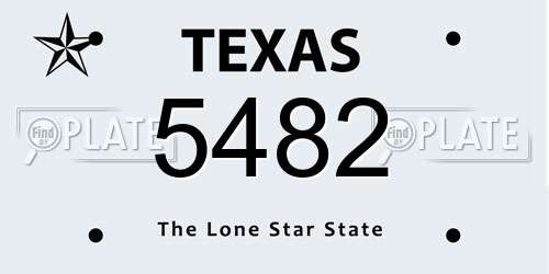 5482 Texas License Plate