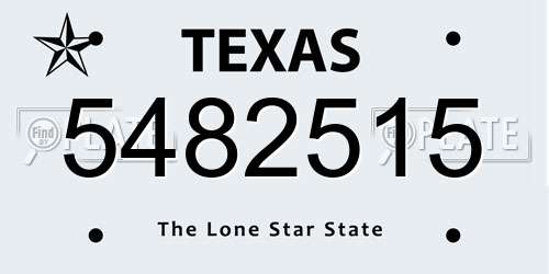 5482515 Texas License Plate