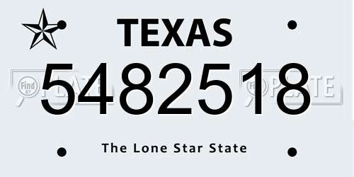 5482518 Texas License Plate