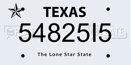 54825I5 Texas License Plate