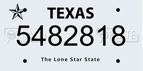 5482818 Texas License Plate