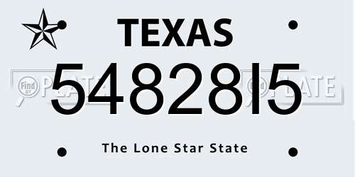 54828I5 Texas License Plate