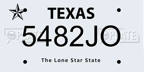 5482JO Texas License Plate