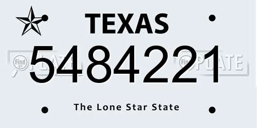 5484221 Texas License Plate