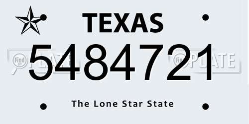 5484721 Texas License Plate