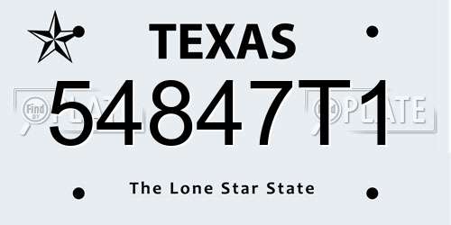 54847T1 Texas License Plate