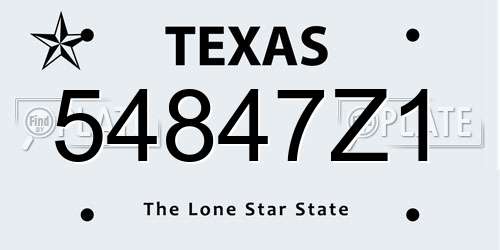 54847Z1 Texas License Plate