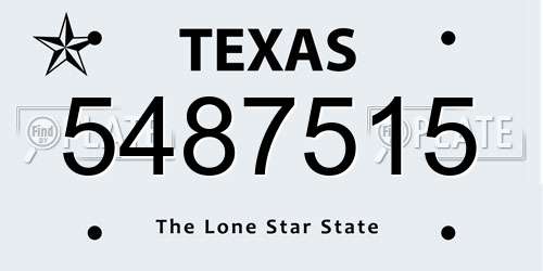 5487515 Texas License Plate