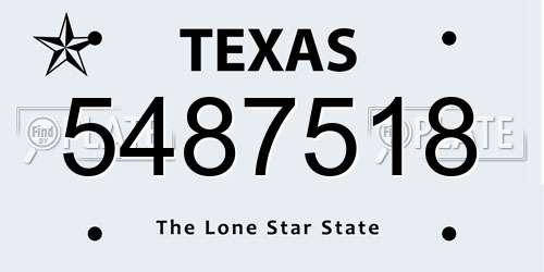 5487518 Texas License Plate