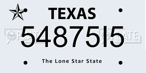 54875I5 Texas License Plate