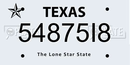 54875I8 Texas License Plate