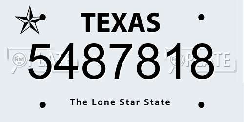 5487818 Texas License Plate