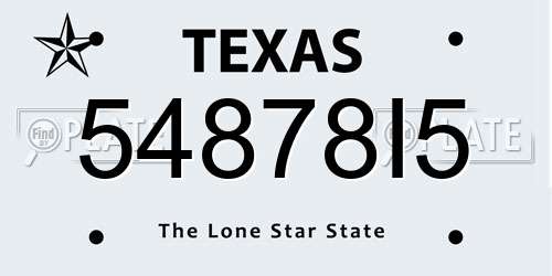 54878I5 Texas License Plate