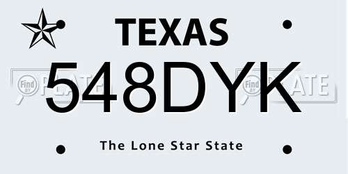 548DYK Texas License Plate