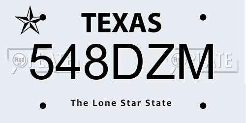 548DZM Texas License Plate